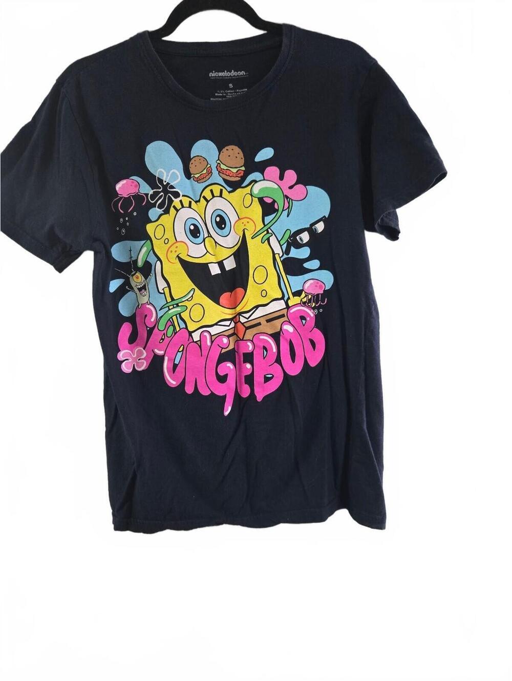 Nickelodeon SpongeBob SquarePants Black Graphic T-Shirt Size Small
